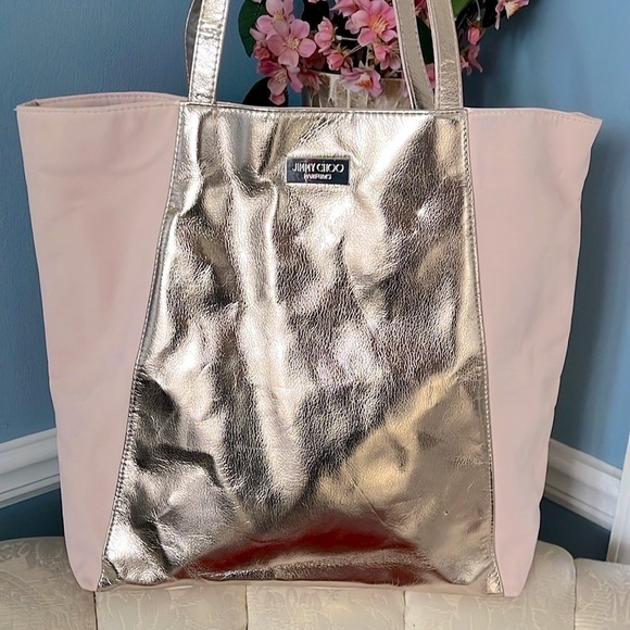 NWOT Jimmy Choo Parfums Pale Pink Tote Gold Metallic Detail Shoulder Bag Purse - Picture 4 of 14